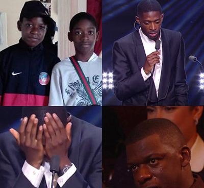 登贝莱感言现场催泪!落泪好友入镜,二人曾并肩征战各青训梯队