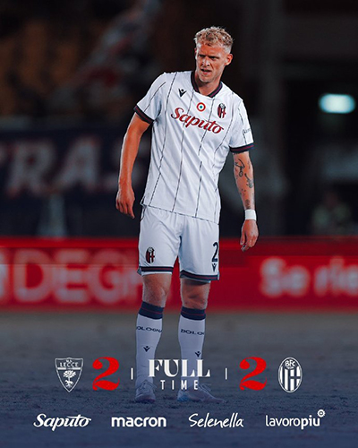 补时绝平！莱切2-2博洛尼亚，米兰外租小将卡马尔达补时破门救主